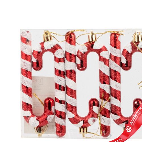 Фото 2: Набор украшений «Конфеты» 6шт. (пластик), 11,5х4см, красный