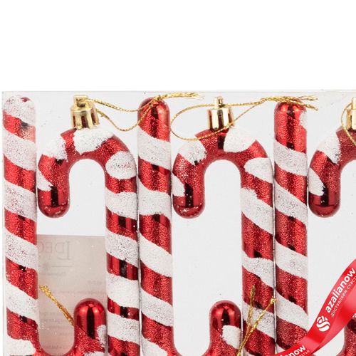 Фото 4: Набор украшений «Конфеты» 6шт. (пластик), 11,5х4см, красный