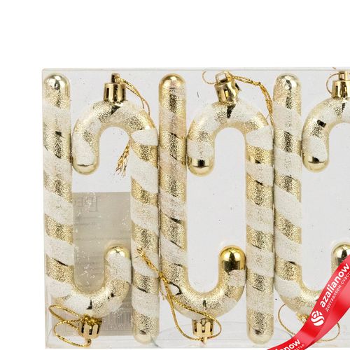 Фото 2: Набор украшений «Конфеты» 6шт. (пластик), 11,5х4см, золотой