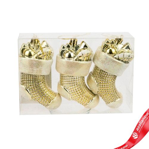 Фото 2: Набор украшений «Носочки» 3шт. (пластик), 10,5х5см, золотой