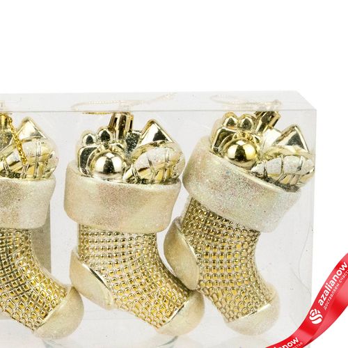 Фото 4: Набор украшений «Носочки» 3шт. (пластик), 10,5х5см, золотой