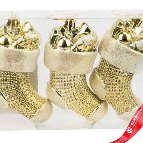 Фото 5: Набор украшений «Носочки» 3шт. (пластик), 10,5х5см, золотой