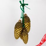 Маленькое фото 1: Набор украшений подвесных «Шишка» 4шт. (стекло), Н10х7,5/Н7х4,5см, зеленый
