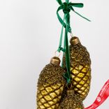 Маленькое фото 2: Набор украшений подвесных «Шишка» 4шт. (стекло), Н10х7,5/Н7х4,5см, зеленый