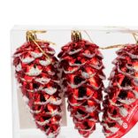 Маленькое фото 3: Набор украшений «Шишки» 3шт. (пластик), 10,5х4,3см, красный