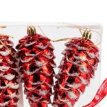 Маленькое фото 4: Набор украшений «Шишки» 3шт. (пластик), 10,5х4,3см, красный