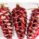 Маленькое фото 5: Набор украшений «Шишки» 3шт. (пластик), 10,5х4,3см, красный