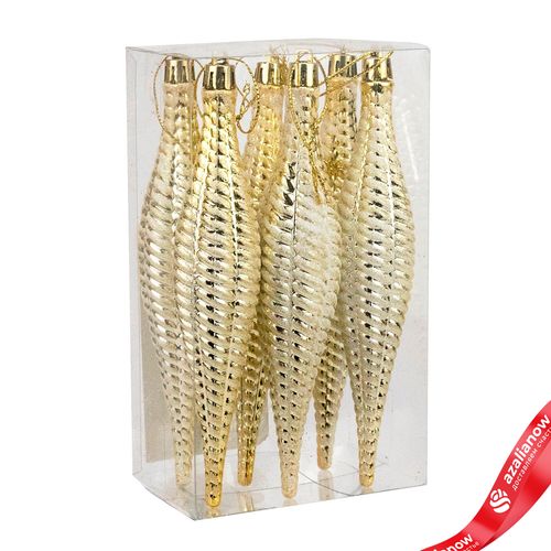 Набор украшений «Сосульки» 6шт. (пластик), 15,5х3см, золотой