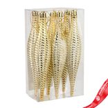 Маленькое фото 1: Набор украшений «Сосульки» 6шт. (пластик), 15,5х3см, золотой