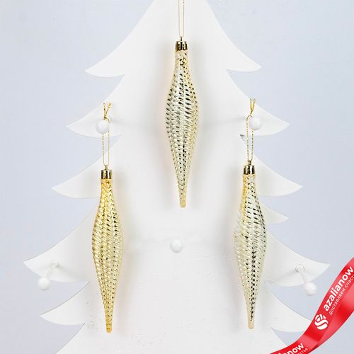 Фото 2: Набор украшений «Сосульки» 6шт. (пластик), 15,5х3см, золотой