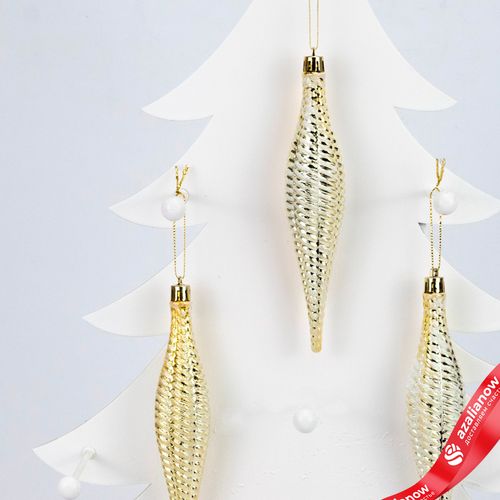 Фото 3: Набор украшений «Сосульки» 6шт. (пластик), 15,5х3см, золотой