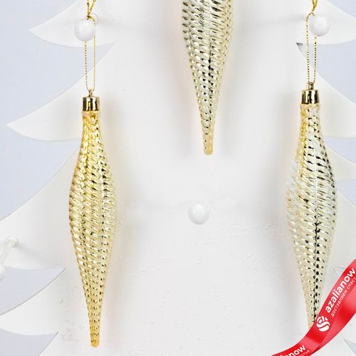 Фото 5: Набор украшений «Сосульки» 6шт. (пластик), 15,5х3см, золотой