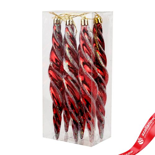 Фото 2: Набор украшений «Сосульки» 6шт. (пластик), 17х2,7см, красный