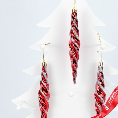 Фото 3: Набор украшений «Сосульки» 6шт. (пластик), 17х2,7см, красный