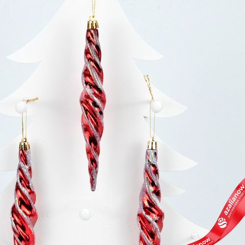 Фото 4: Набор украшений «Сосульки» 6шт. (пластик), 17х2,7см, красный