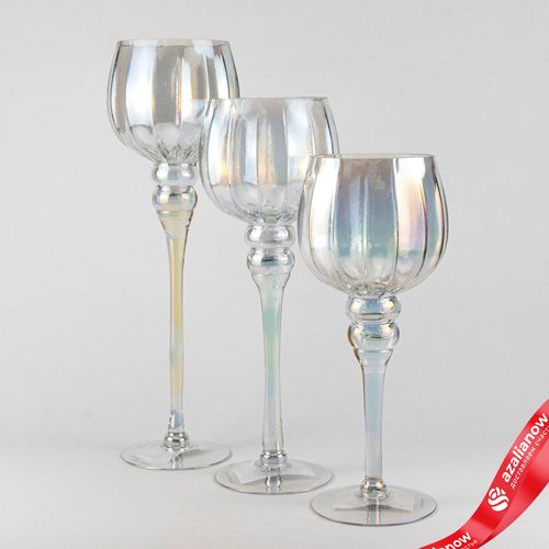 Набор ваз «Бокал» 3шт. (стекло), D13хH30/35/40см, прозрачный