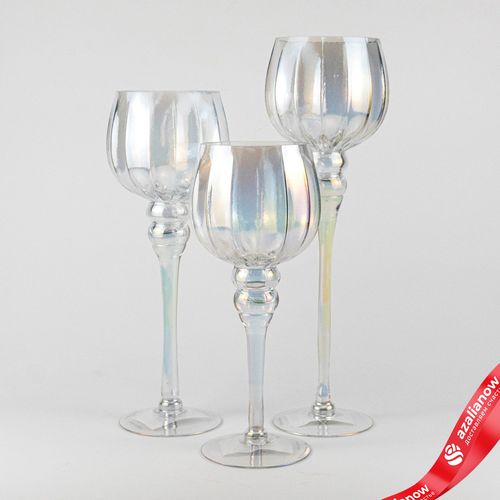 Фото 2: Набор ваз «Бокал» 3шт. (стекло), D13хH30/35/40см, прозрачный