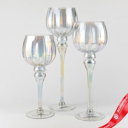 Фото 3: Набор ваз «Бокал» 3шт. (стекло), D13хH30/35/40см, прозрачный