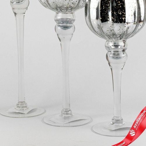 Фото 4: Набор ваз «Бокал» 3шт. (стекло), D13хH30/35/40см, серебряный