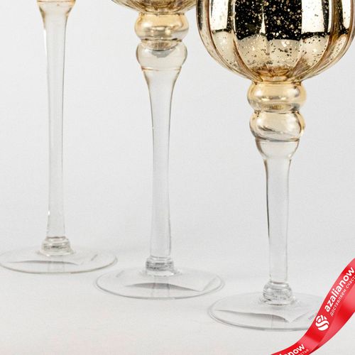 Фото 4: Набор ваз «Бокал» 3шт. (стекло), D13хH30/35/40см, золотой