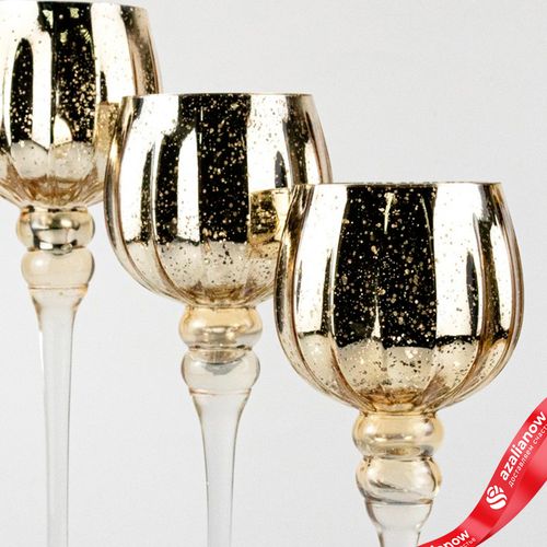 Фото 5: Набор ваз «Бокал» 3шт. (стекло), D13хH30/35/40см, золотой