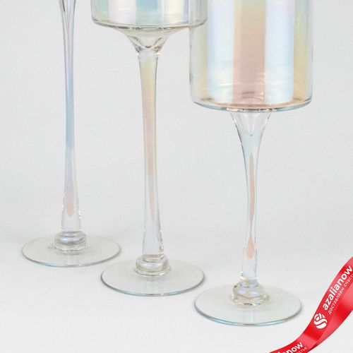 Фото 3: Набор ваз «Бокал» 3шт. (стекло), Н35/30/25см, перламутровый