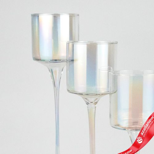 Фото 4: Набор ваз «Бокал» 3шт. (стекло), Н35/30/25см, перламутровый