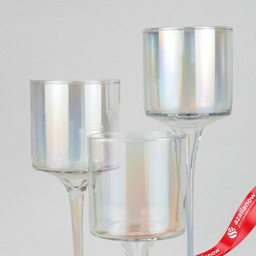 Фото 5: Набор ваз «Бокал» 3шт. (стекло), Н35/30/25см, перламутровый