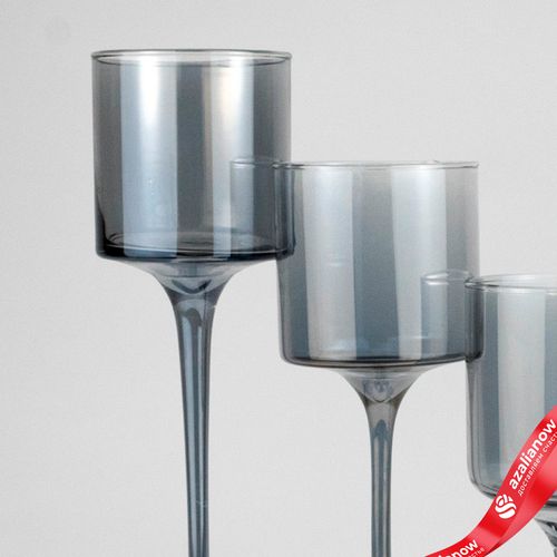 Фото 5: Набор ваз «Бокал» 3шт. (стекло), Н35/30/25см, серебряный