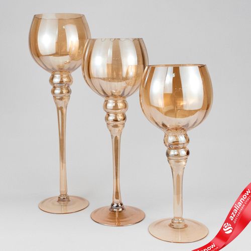 Фото 2: Набор ваз «Бокал» 3шт. (стекло), Н40/35/30см, шампань