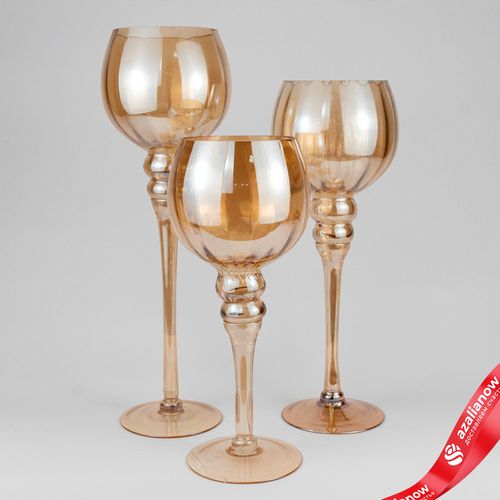 Фото 3: Набор ваз «Бокал» 3шт. (стекло), Н40/35/30см, шампань