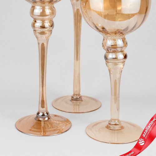 Фото 4: Набор ваз «Бокал» 3шт. (стекло), Н40/35/30см, шампань