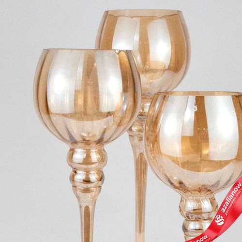 Фото 5: Набор ваз «Бокал» 3шт. (стекло), Н40/35/30см, шампань