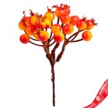 Маленькое фото 1: Набор искусственных веток с ягодами на вставках 5шт., H13 см, оранжевый