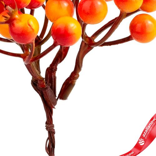 Фото 3: Набор искусственных веток с ягодами на вставках 5шт., H13 см, оранжевый