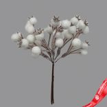 Маленькое фото 1: Набор веток с ягодами на вставках 5шт., H15см, белый