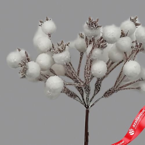 Фото 2: Набор веток с ягодами на вставках 5шт., H15см, белый