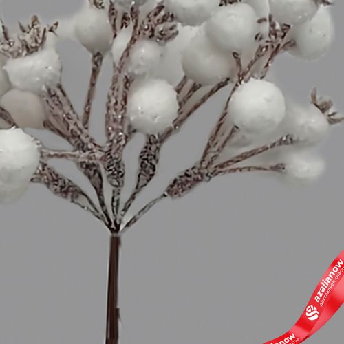 Фото 3: Набор веток с ягодами на вставках 5шт., H15см, белый