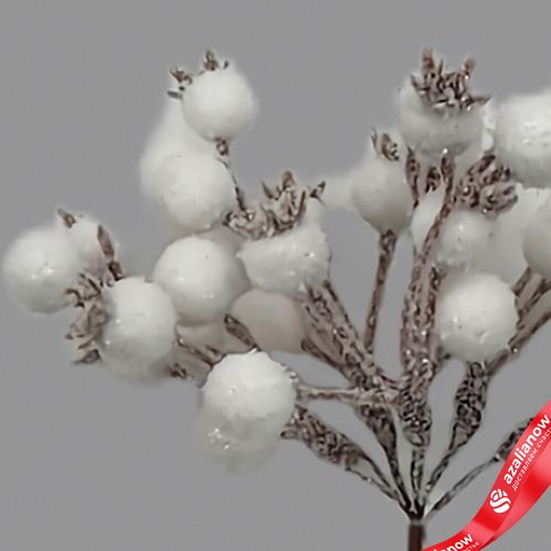 Фото 4: Набор веток с ягодами на вставках 5шт., H15см, белый