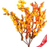 Маленькое фото 2: Набор искусственных веток с ягодами на вставках 5шт., H17 см, оранжевый