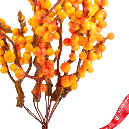 Фото 3: Набор искусственных веток с ягодами на вставках 5шт., H17 см, оранжевый