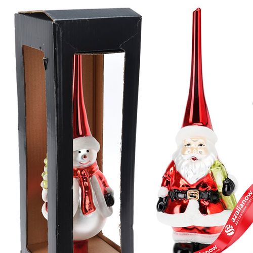 Фото 2: Наконечник на елку (стекло), 28,5х8х8см, в асс., красный