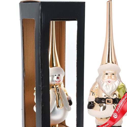 Фото 2: Наконечник на елку (стекло), 28,5х8х8см, в асс., золотой