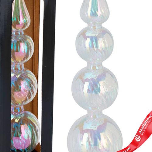 Фото 3: Наконечник на елку (стекло), H28хD6см, в асс., белый