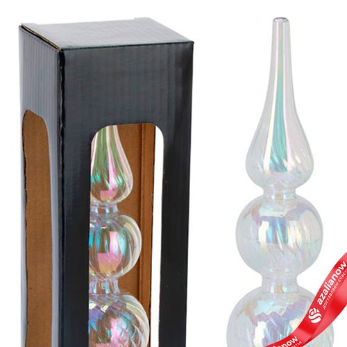 Фото 4: Наконечник на елку (стекло), H28хD6см, в асс., белый