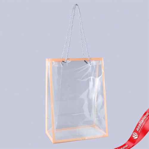 Пакет подарочный с каймой (пластик), 25x15x35см, прозрачный/розовый