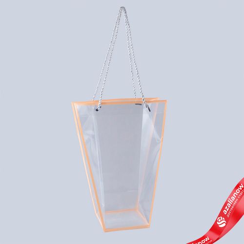 Пакет подарочный с каймой (пластик), 26,5x13x35см, прозрачный/розовый