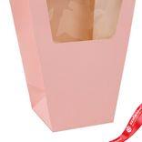 Маленькое фото 5: Пакет подарочный с прозрачной вставкой (бумага), 20x10x26см, светло-розовый