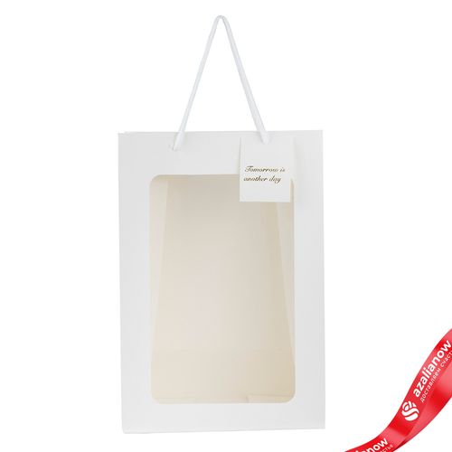 Пакет подарочный с прозрачной вставкой (бумага), 25x15x35см, белый
