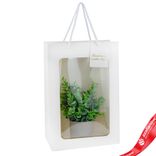 Маленькое фото 2: Пакет подарочный с прозрачной вставкой (бумага), 25x15x35см, белый